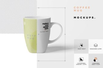 4组高端逼真质感的咖啡杯水杯包装VI设计样机模型mockups