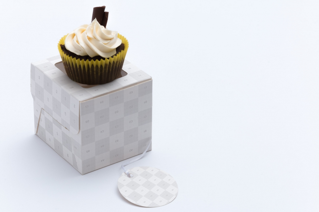 蛋糕盒样机素材 One Cupcake Box Mockup-联萌后期商店果子坤⎛⎝sockite⎠⎞