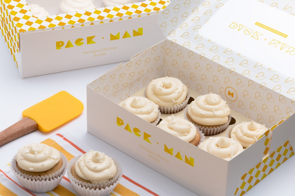 蛋糕盒设计包装 Six Cupcake Box Mockup-联萌后期商店果子坤⎛⎝sockite⎠⎞