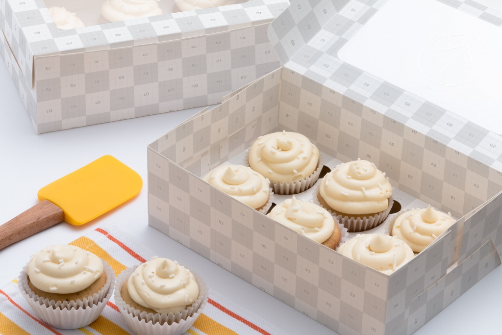 蛋糕盒设计包装 Six Cupcake Box Mockup-联萌后期商店果子坤⎛⎝sockite⎠⎞