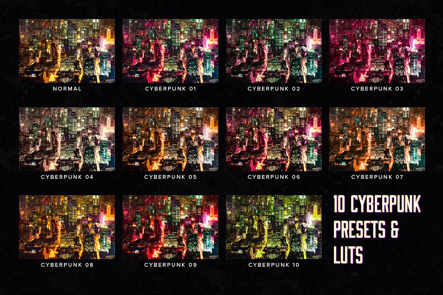 10组酷炫的夜景城市LR滤镜预设 10 Cyberpunk Lightroom Presets LUTs-联萌后期商店果子坤⎛⎝sockite⎠⎞